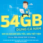 Sim Ezcom Vinaphone siêu tốc 54GB chỉ 399.000đ
