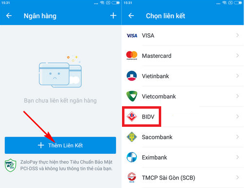  lien ket ung dung zalo pay voi tai khoan BIDV