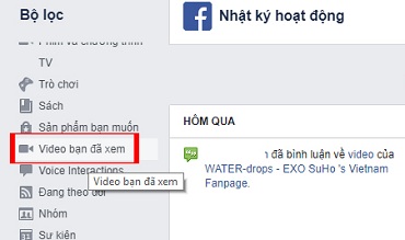 Cach tim lai video da xem tren facebook 