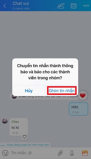 cach ghim tin nhan nhom zalo tren dien thoai