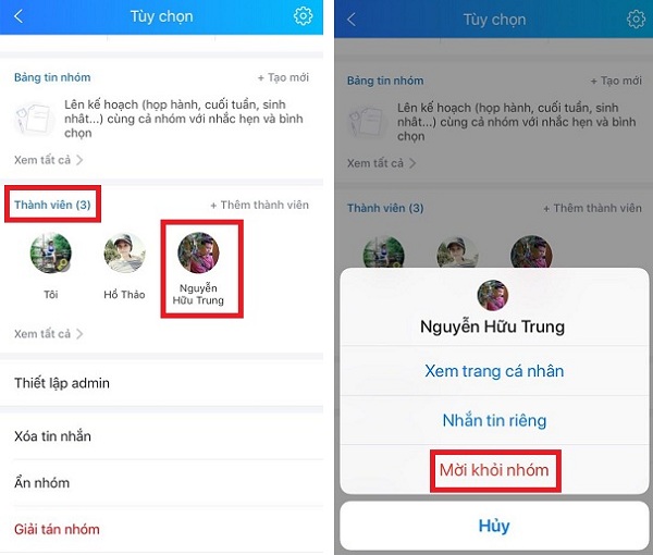 moi ra khoi nhom zalo tren dien thoai sieu de