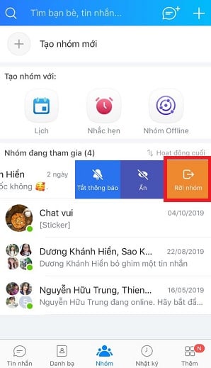 roi khoi nhom zalo tren dien thoai sieu de