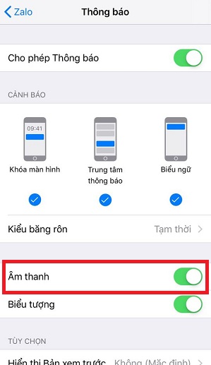 Cac buoc tat am bao tin nhan zalo Cac buoc tat am bao tin nhan zalo