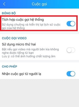 Cac buoc tat dong bo cuoc goi tren zalo