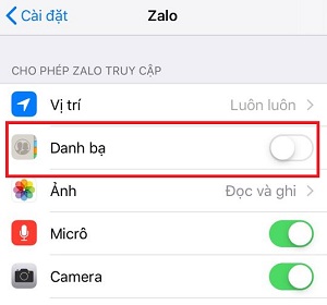 tat lien ket danh ba voi zalo iphone