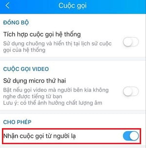 chan cuoc goi tu nguoi la tren zalo