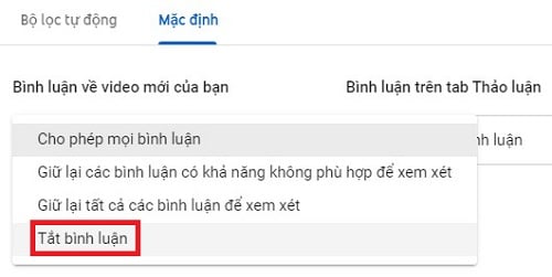 tat binh luan tren youtube sieu nhanh