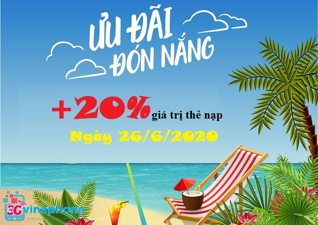 VinaPhone khuyến mãi 20% vào ngày 26/6/2020