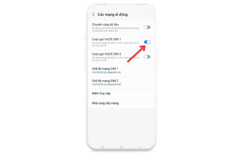 Bật VoLTE trên Samsung