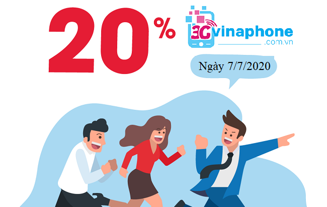 VinaPhone khuyến mãi 20% giá trị vào ngày 7/7/2020