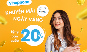 VinaPhone khuyến mãi 20% vào ngày 17/7/2020