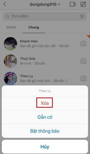 Cac buoc xoa tung tin nhan tren instagram 