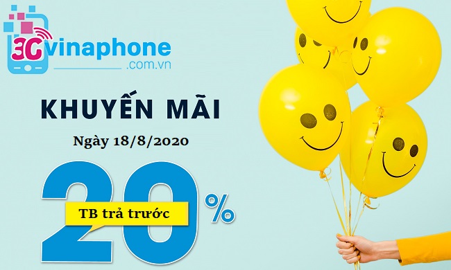 VinaPhone khuyến mãi 20% vào ngày 18/8/2020