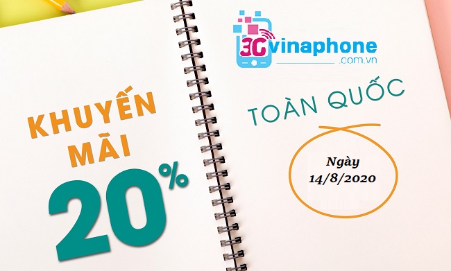 VinaPhone khuyến mãi 20% vào ngày 14/8/2020