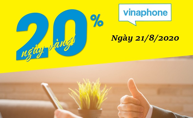 VinaPhone khuyến mãi 20% vào ngày 21/8/2020