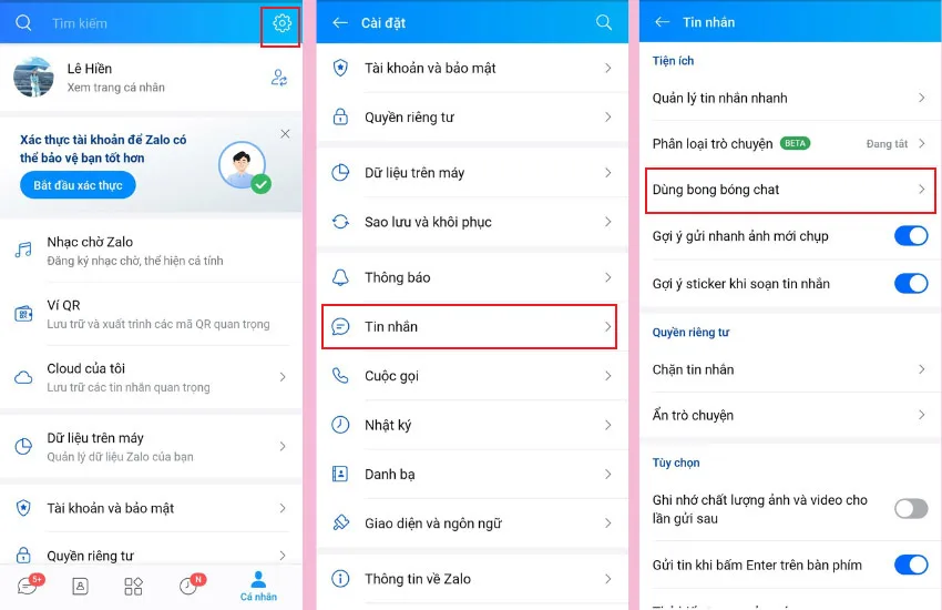 Bat bong bong chat tren Android