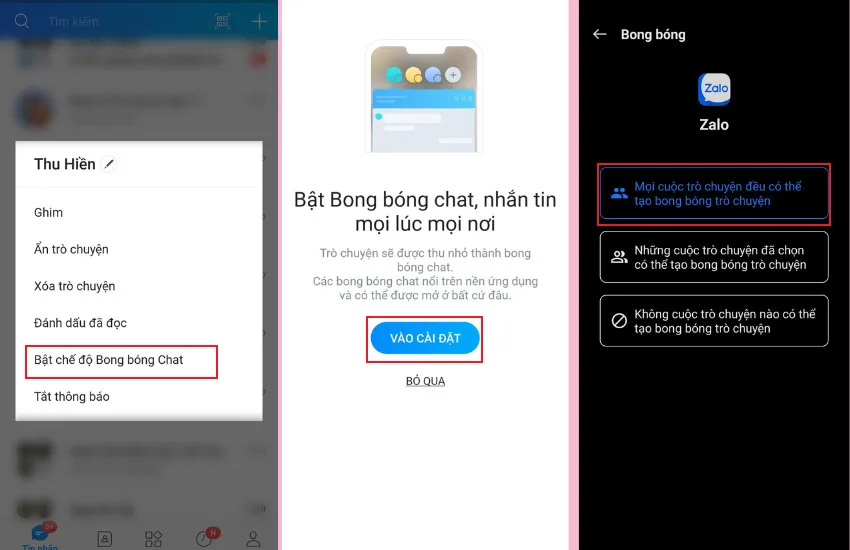 Cach tao bong bong chat tren dien thoai android