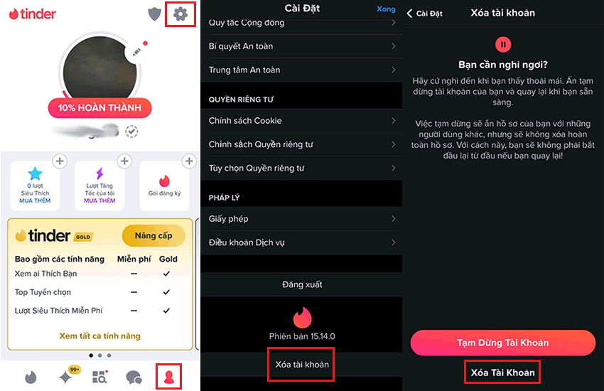 cach xoa tai khoan tinder