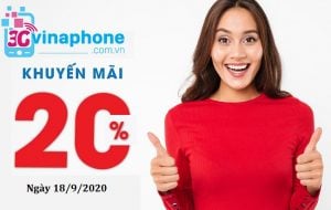 VinaPhone khuyến mãi 20% ngày 18/9/2020