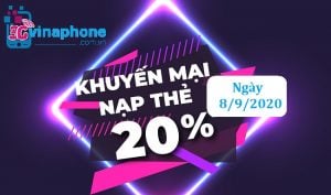 VinaPhone khuyến mãi nạp thẻ 20% trong ngày 8/9/2020