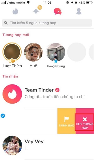 Thu thuat xoa tin nhan tren tinder 