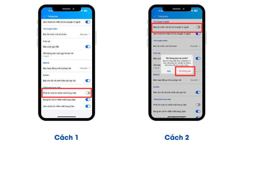 Tắt âm báo tin nhắn Zalo trên đt iPhone