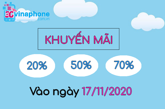 VinaPhone khuyến mãi thẻ nạp ngày 17/11/2020