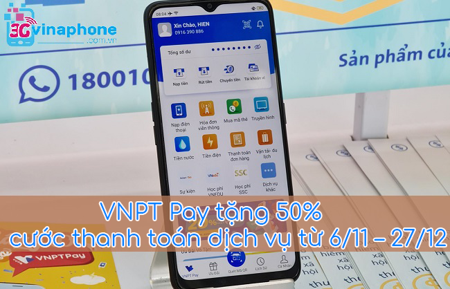 VNPT Pay tặng 50% cước thanh toán dịch vụ 