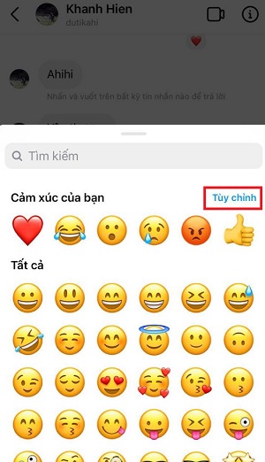 Thu thuat tha bieu tuong cam xuc vao tin nhan instagram