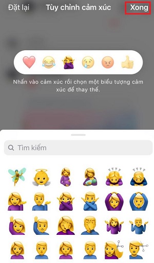 Meo tha bieu tuong cam xuc vao tin nhan instagram 