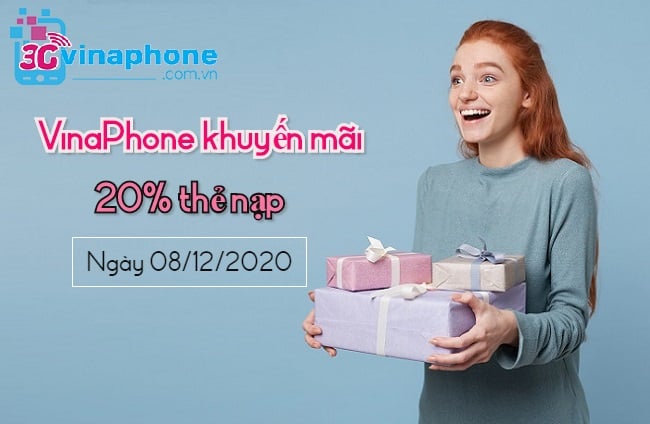 VinaPhone khuyến mãi 20% ngày 8/12/2020