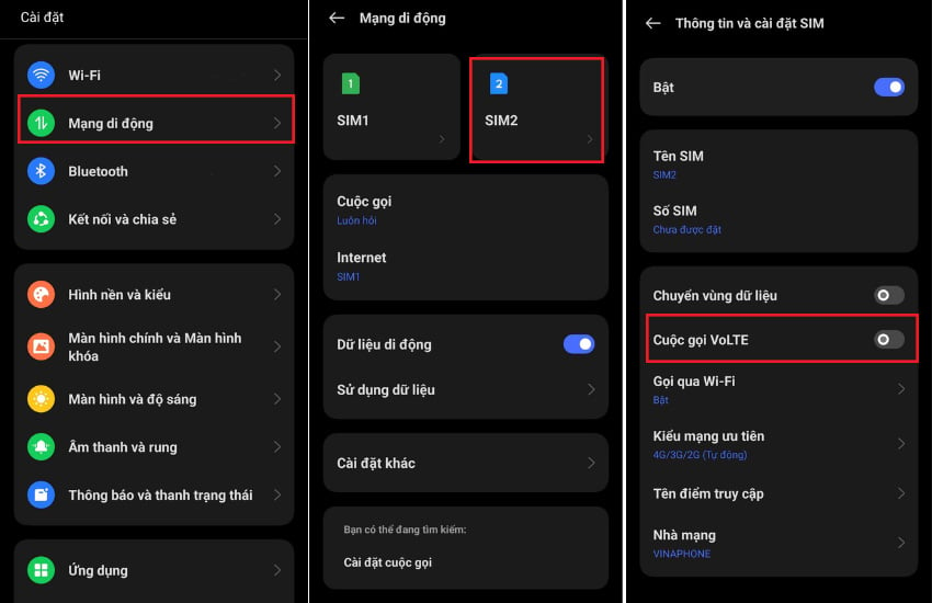 Tat che do VoLTE tren OPPO