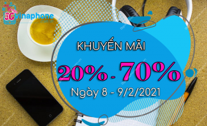 vinaphone khuyen mai 20 70 trong ngay 8 va 9 2 2021