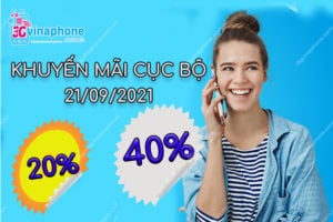 Khuyến mãi VinaPhone 20% - 40% ngày 21/9