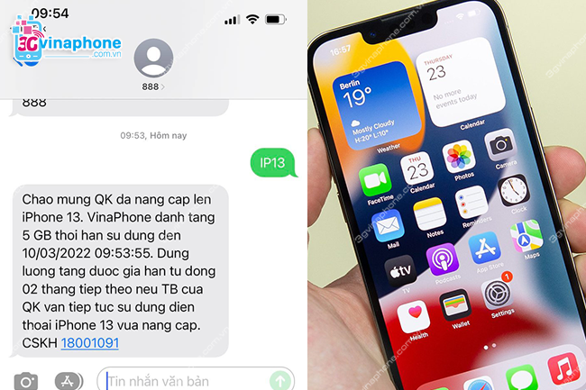 VinaPhone tang data khi mua iphone 13