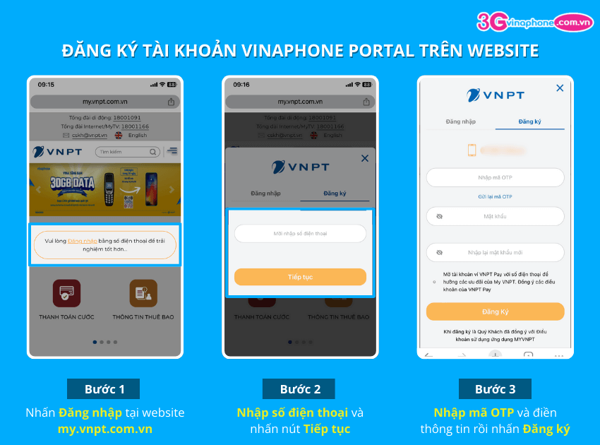 dang ky tai khoan vinaphone portal tren website