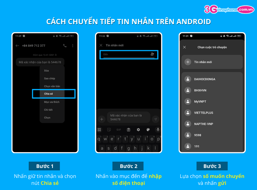 chuyen tiep tin nhan tren android