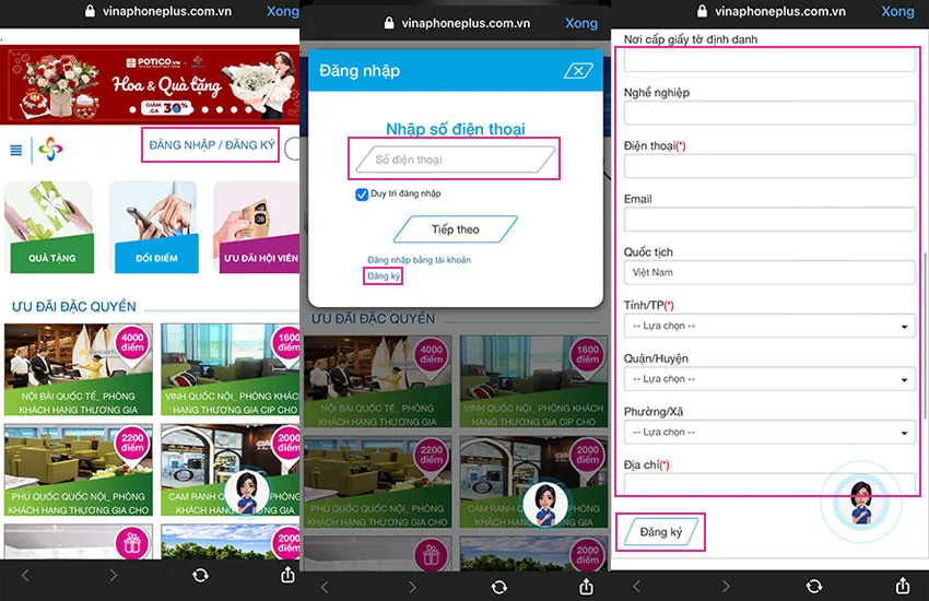 cach dang ky hoi vien vinaphone plus