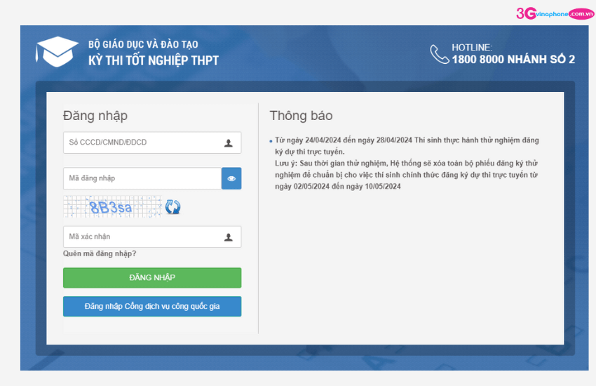 cach dang nhap thisinhthptquocgia.edu.vn