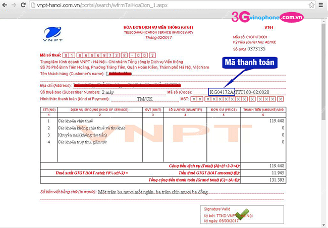tra ma thanh toan vnpt