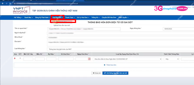 cach huy hoa don dien tu vnpt theo tt78