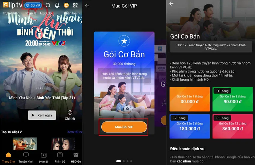 Mua goi co ban tren ClipTV